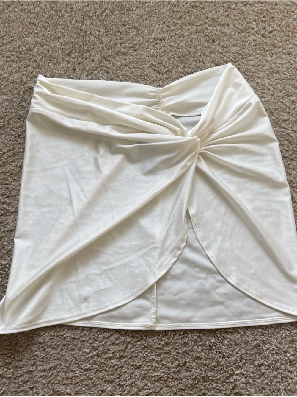 Shade & Shore Cream Twist-Front Mini Skirt